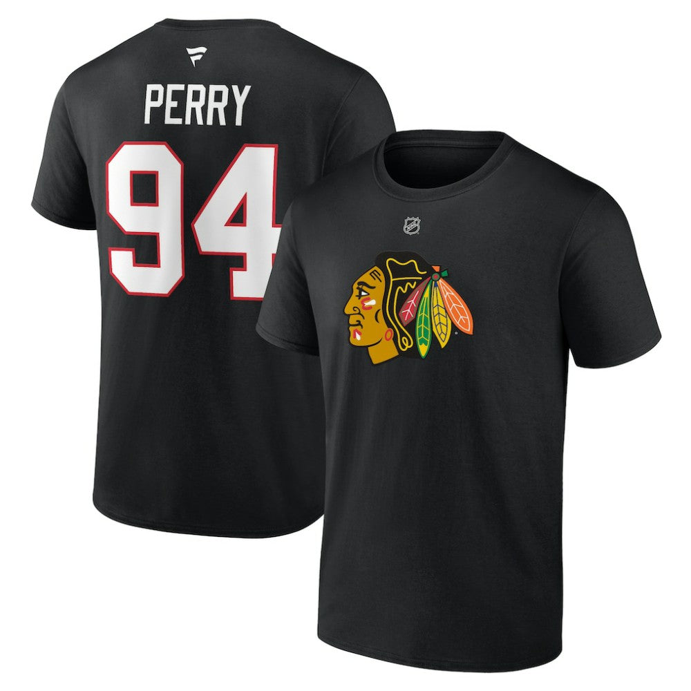 Corey Perry Chicago Blackhawks Fanatics Authentic Stack Name & Number T-Shirt For Sale