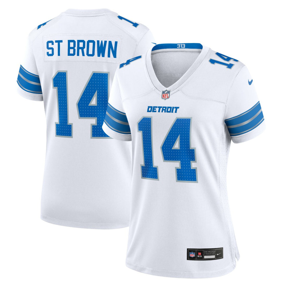 Detroit Lions Nike Amon-Ra St. Brown  Women's White Game Jersey