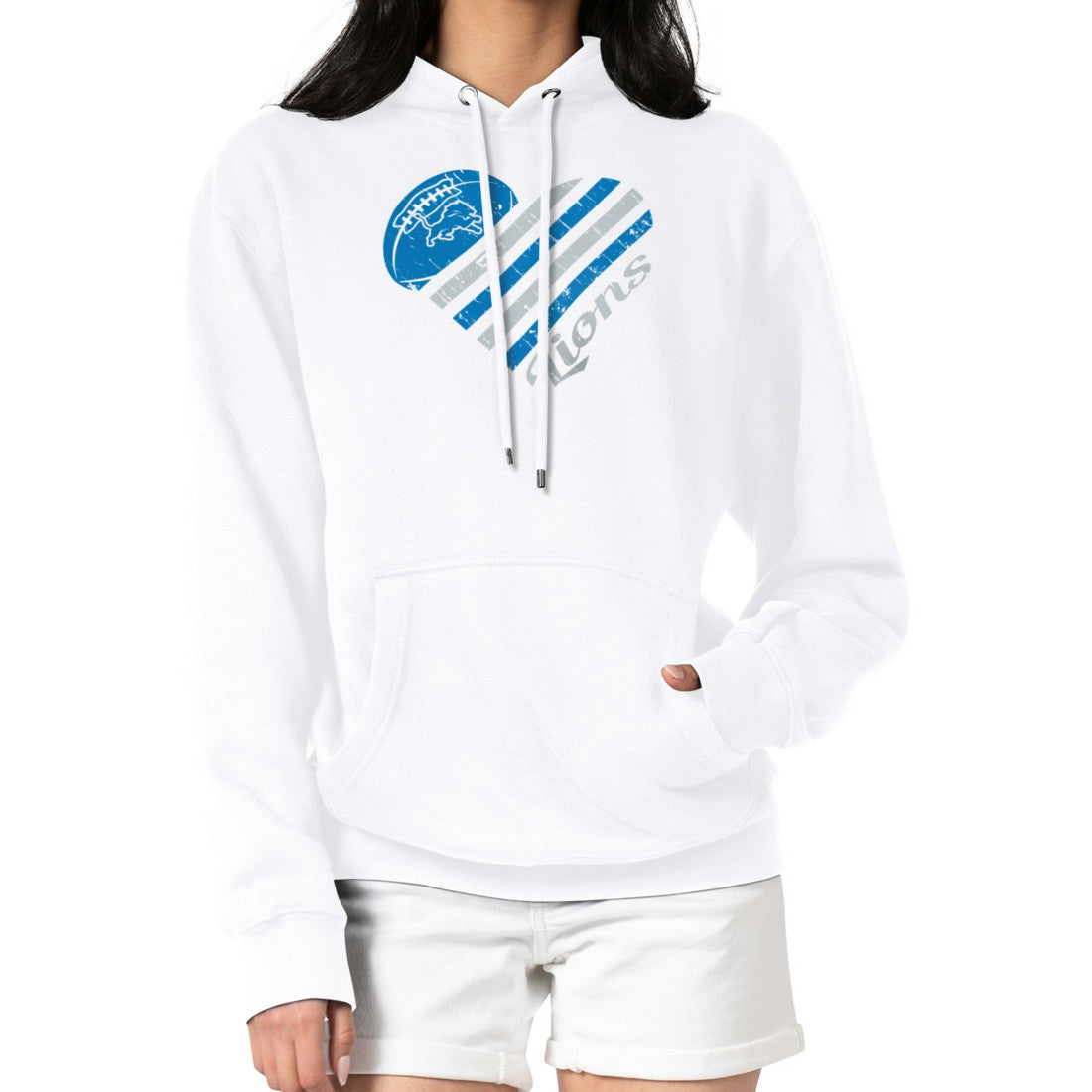 Detroit Lions  G-III 4Her by Carl Banks Women's Heart Graphic Fleece Pullover Hoodie