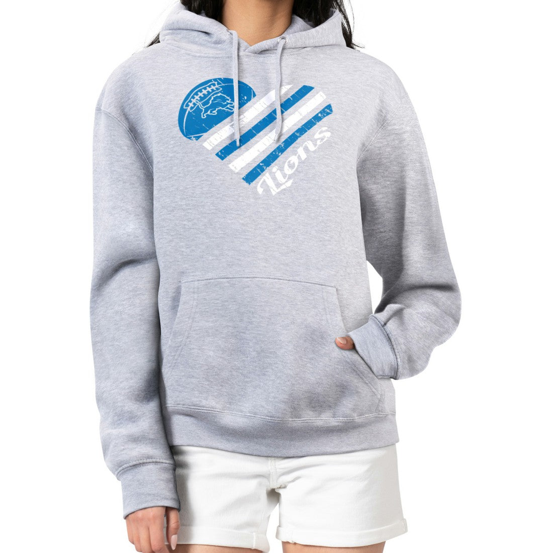 Detroit Lions  G-III 4Her by Carl Banks Women's Heart Graphic Fleece Pullover Hoodie