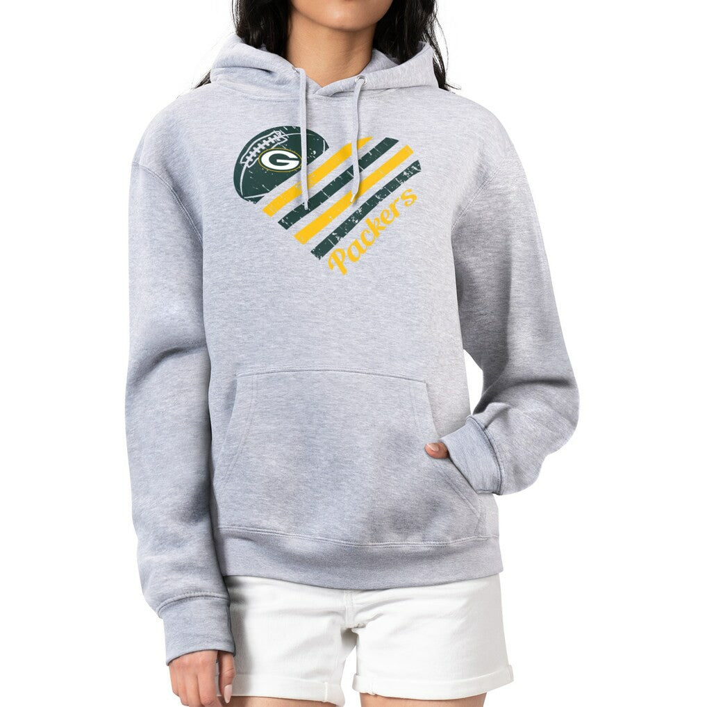 Green Bay Packers  G-III 4Her by Carl Banks Women's Heart Graphic Fleece Pullover Hoodie
