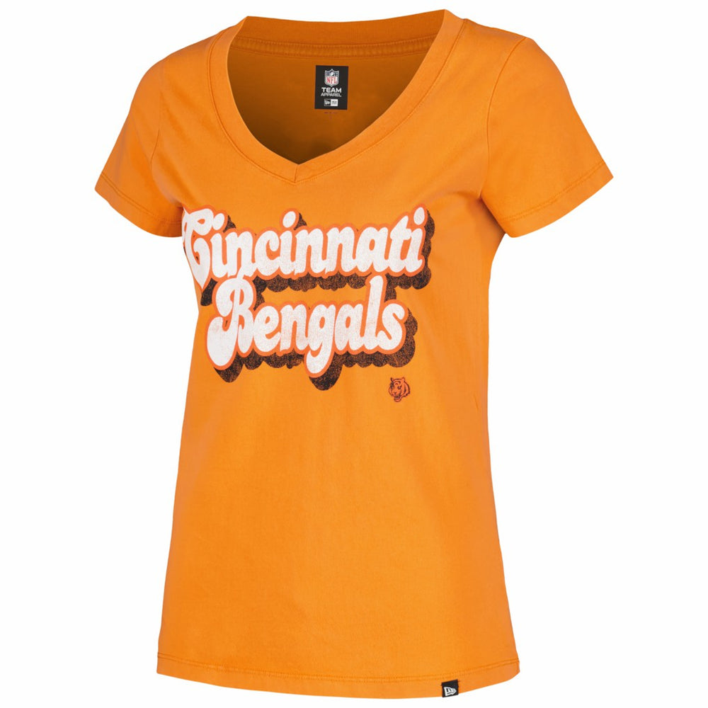 Cincinnati Bengals New Era Women's Enzyme Wash Low V-Neck T-Shirt