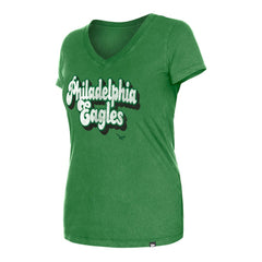 Philadelphia Eagles New Era Women's Enzyme Wash Low V-Neck T-Shirt