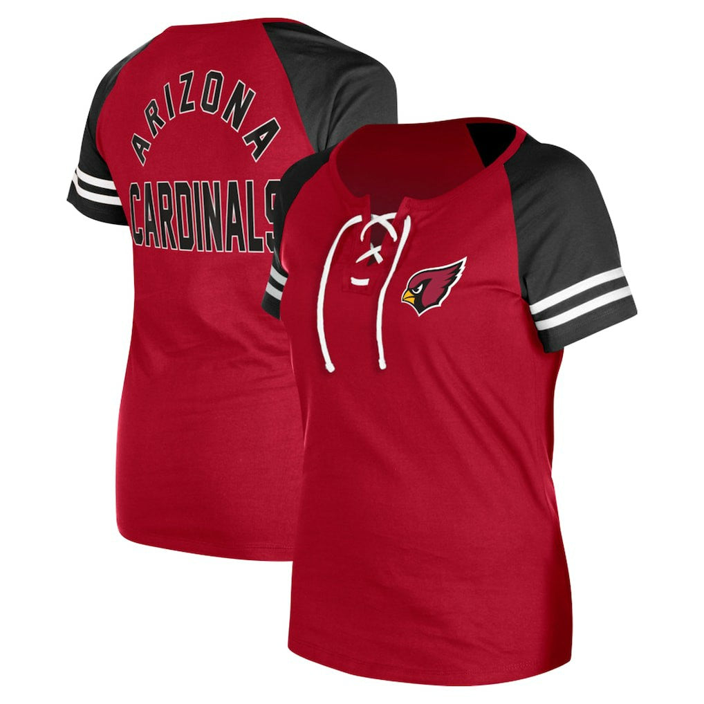 Arizona Cardinals New Era Women's Lace-Up Raglan T-Shirt