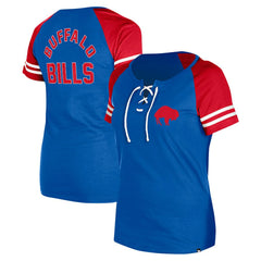 Buffalo Bills New Era Women's Throwback Lace-Up Raglan T-Shirt