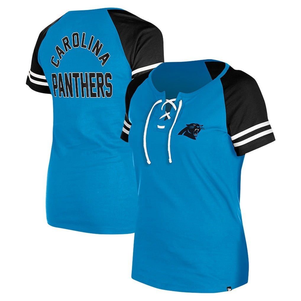 Carolina Panthers New Era Women's Lace-Up Raglan T-Shirt