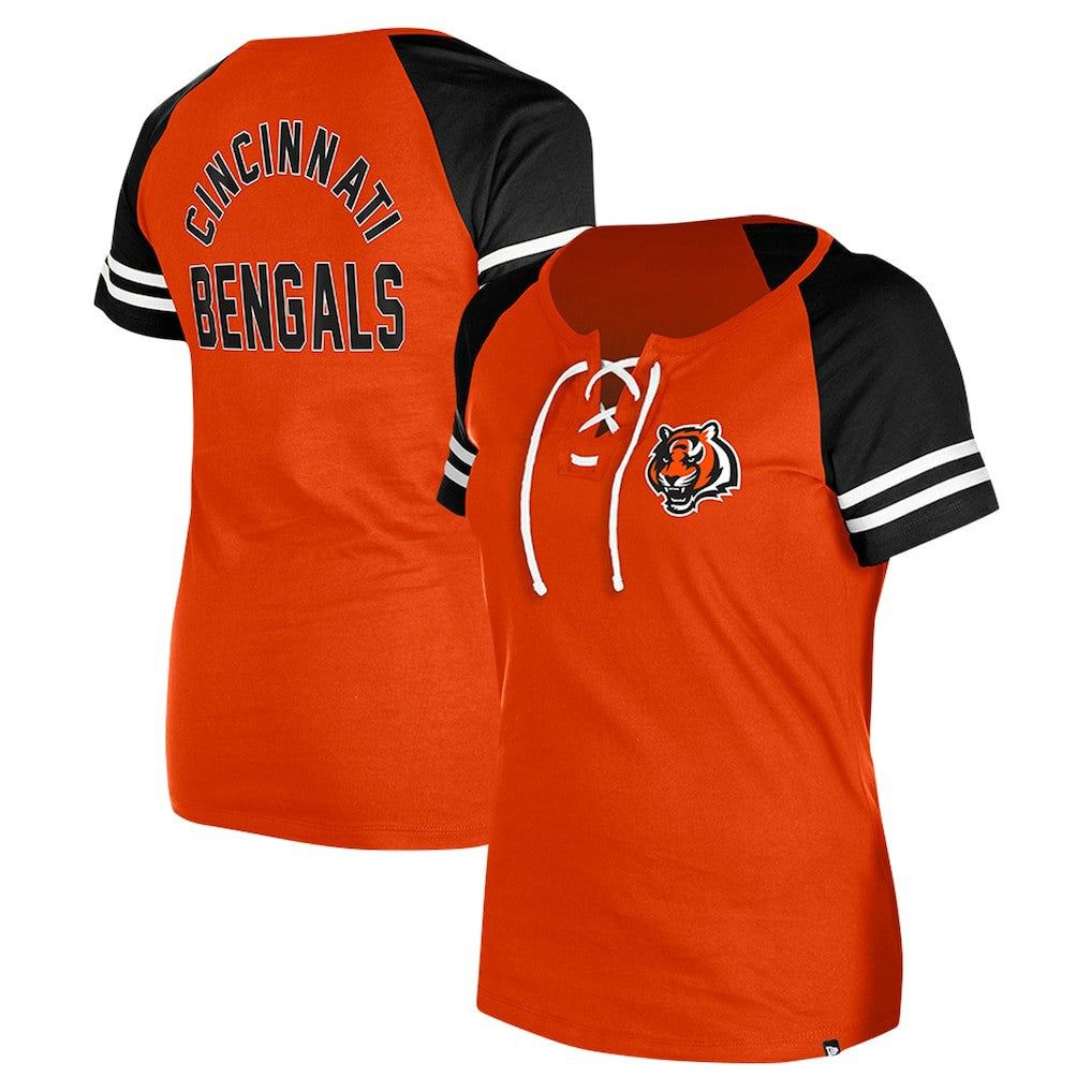 Cincinnati Bengals New Era Women's Lace-Up Raglan T-Shirt