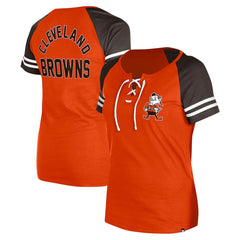 Cleveland Browns New Era Women's Throwback Lace-Up Raglan T-Shirt