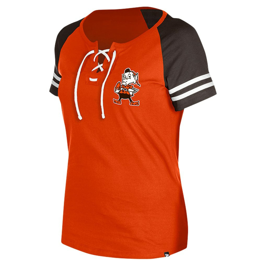 Cleveland Browns New Era Women's Throwback Lace-Up Raglan T-Shirt
