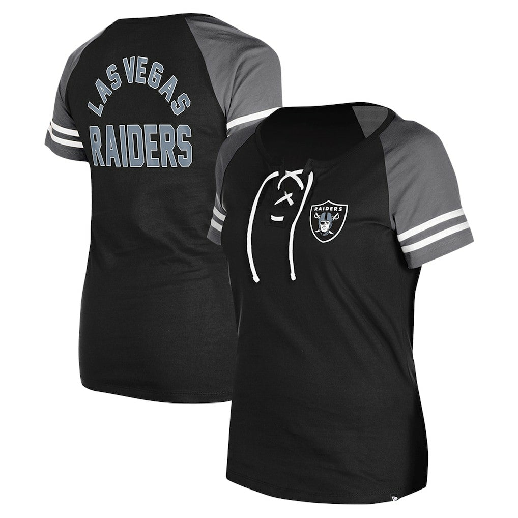 Las Vegas Raiders New Era Women's Lace-Up Raglan T-Shirt