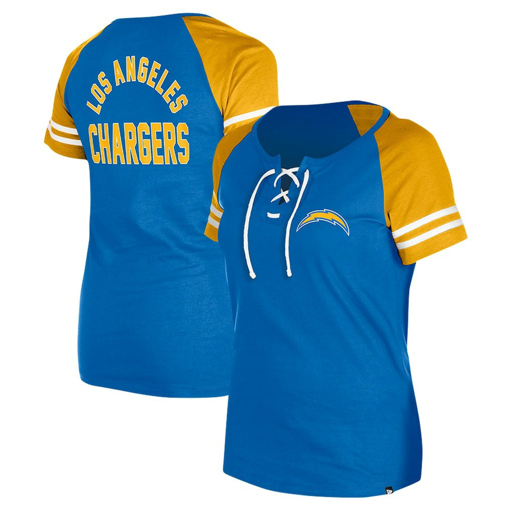 Los Angeles Chargers New Era Women's Lace-Up Raglan T-Shirt