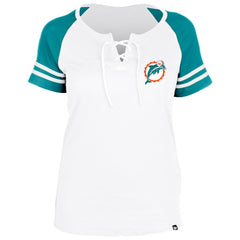 Miami Dolphins New Era Women's Throwback Lace-Up Raglan T-Shirt