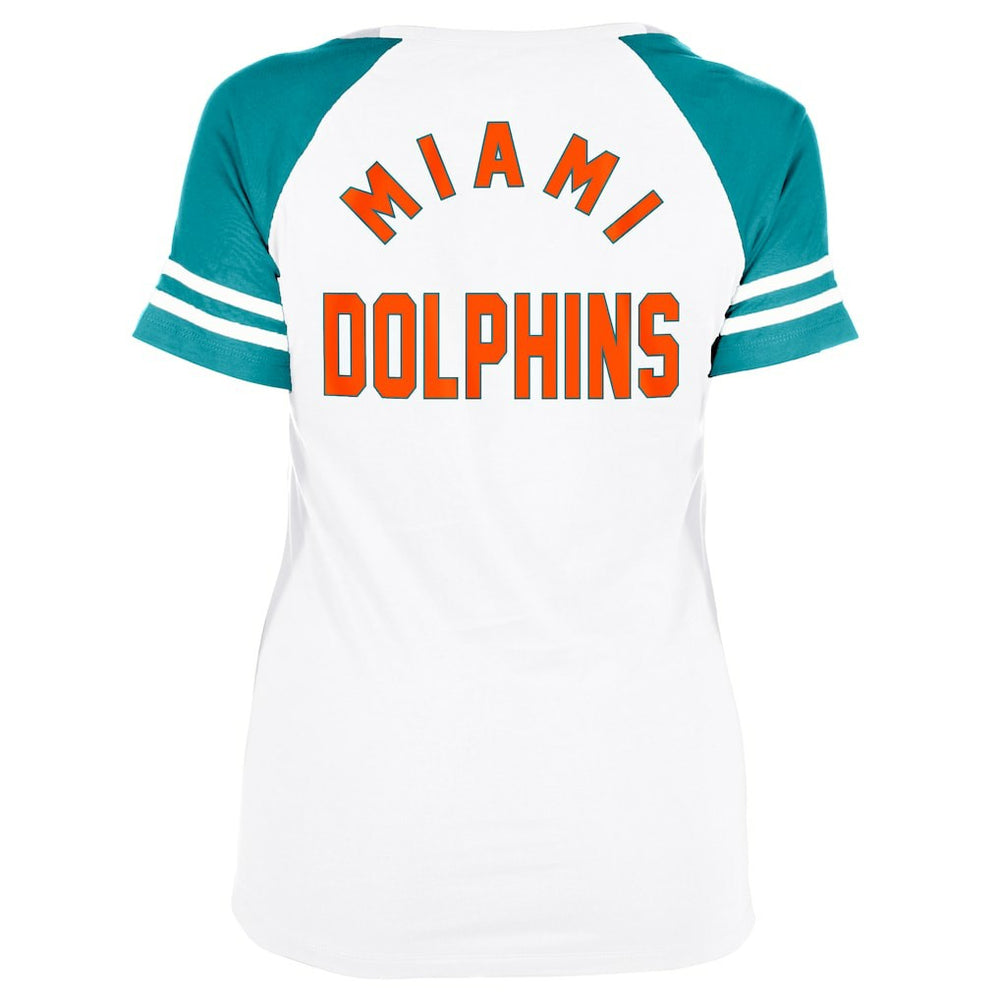 Miami Dolphins New Era Women's Throwback Lace-Up Raglan T-Shirt