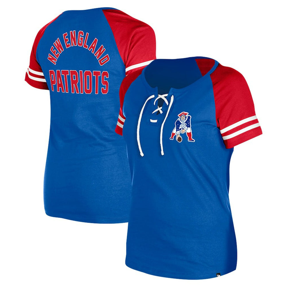New England Patriots New Era Women's Throwback Lace-Up Raglan T-Shirt