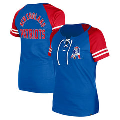 New England Patriots New Era Women's Throwback Lace-Up Raglan T-Shirt