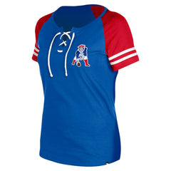 New England Patriots New Era Women's Throwback Lace-Up Raglan T-Shirt