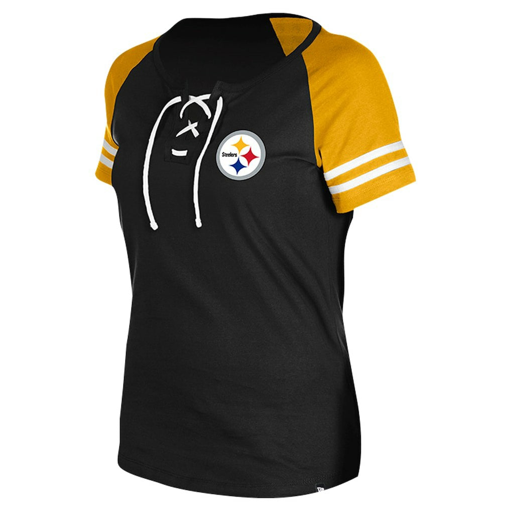 Pittsburgh Steelers New Era Women's Lace-Up Raglan T-Shirt