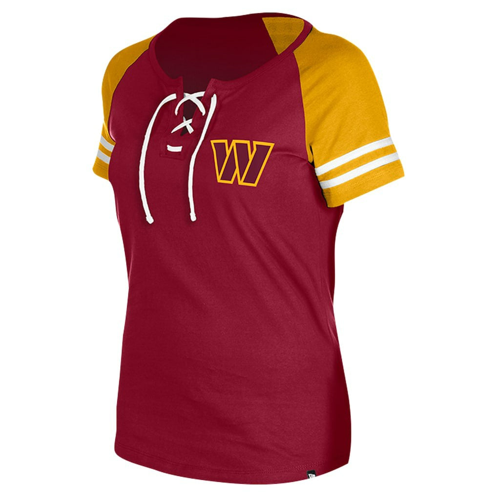 Washington Commanders New Era Women's Lace-Up Raglan T-Shirt