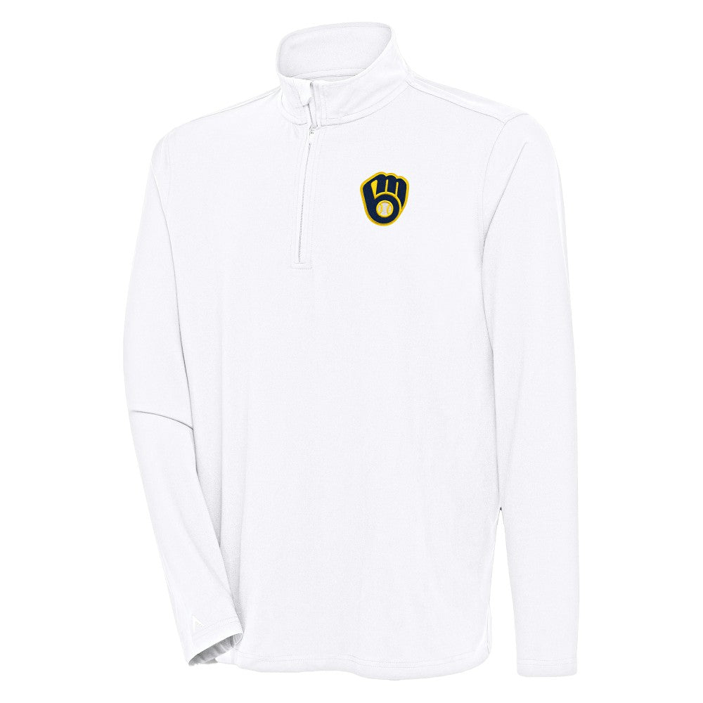 Milwaukee Brewers Antigua Hunk Quarter-Zip Pullover Top | MLB New