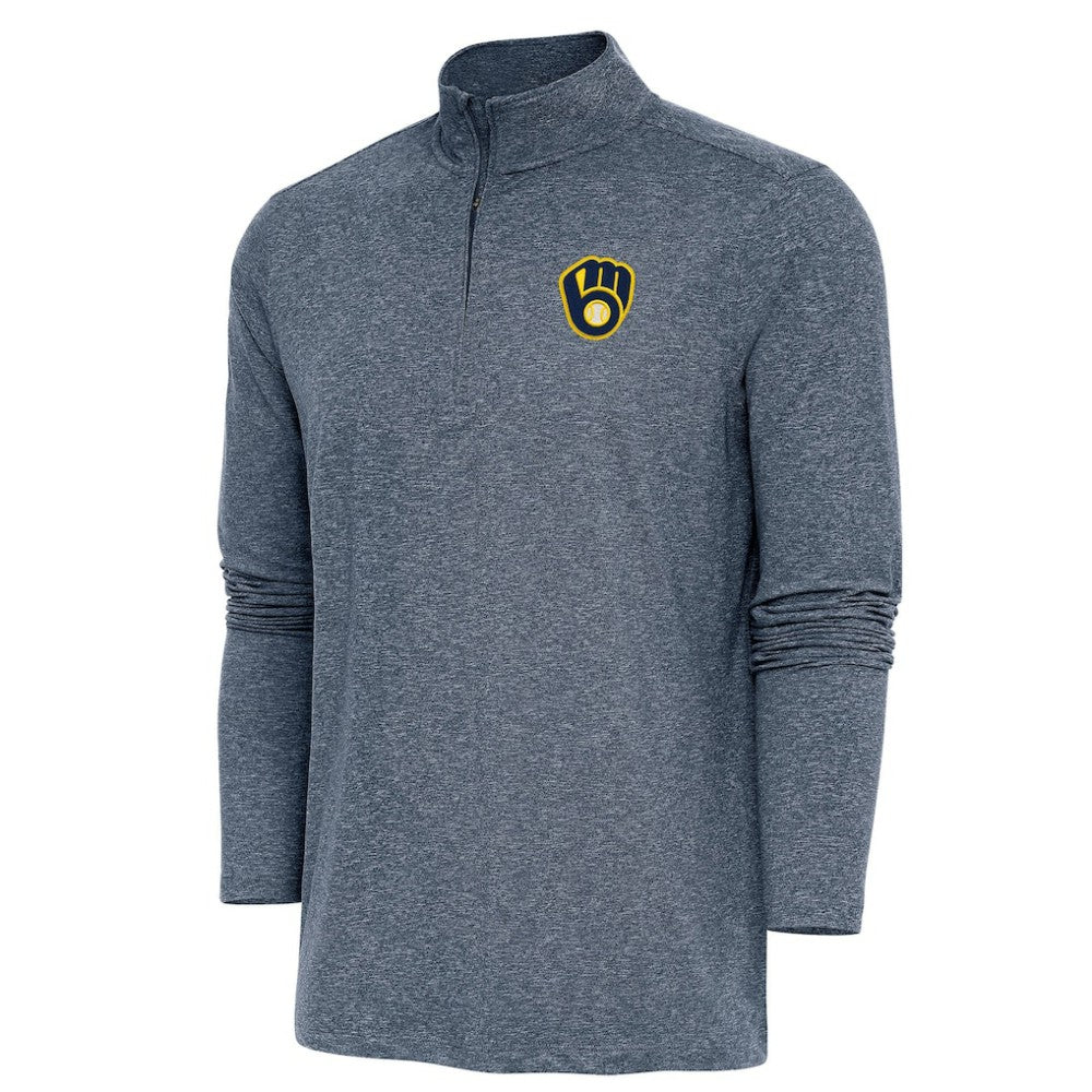 Milwaukee Brewers Antigua Hunk Quarter-Zip Pullover Top | MLB Discount