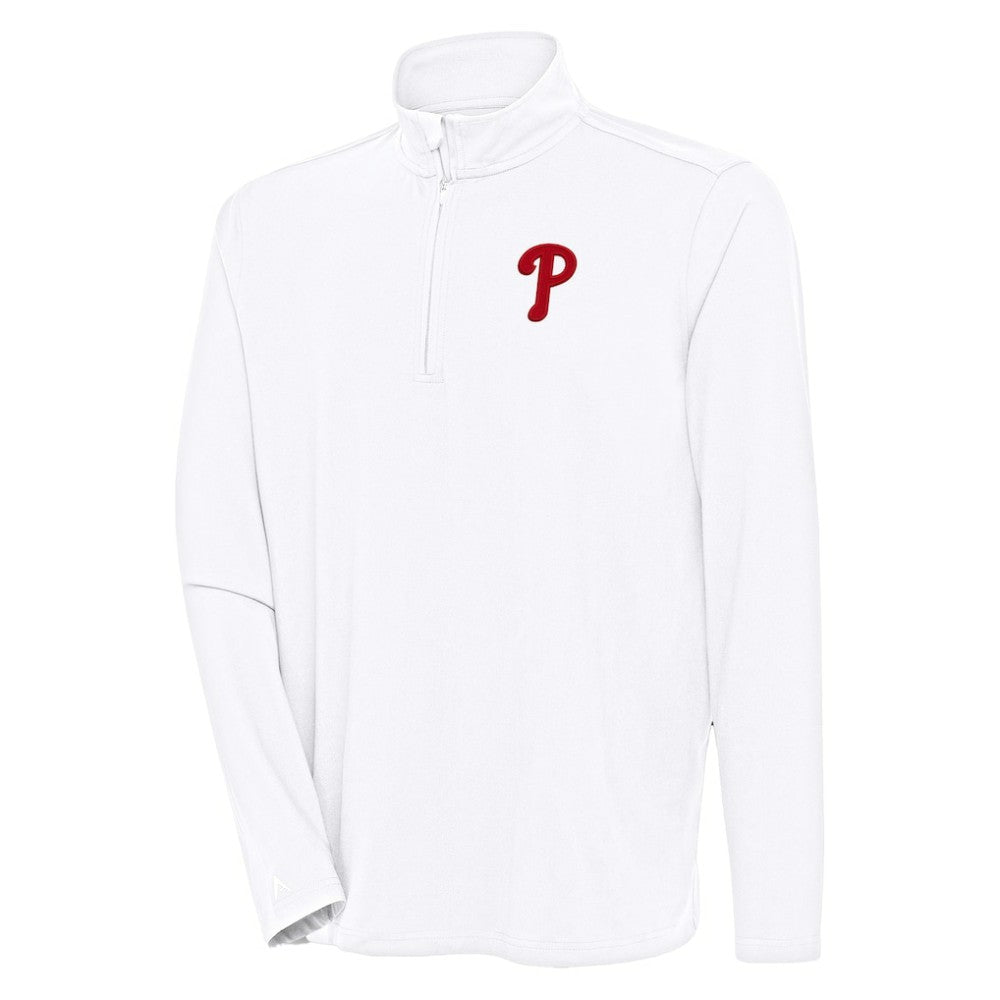 Philadelphia Phillies Antigua Hunk Quarter-Zip Pullover Top | MLB Discount