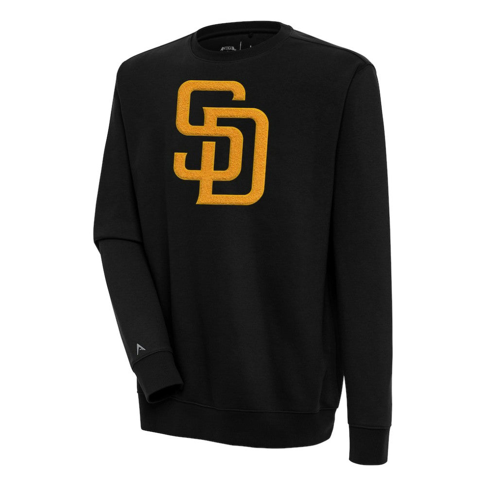 San Diego Padres Antigua Victory Crewneck Chenille Pullover Sweatshirt | MLB Shop