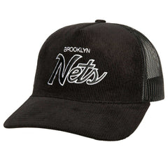 Brooklyn Nets Times Up Classic Script Cord Trucker Hat Outlet