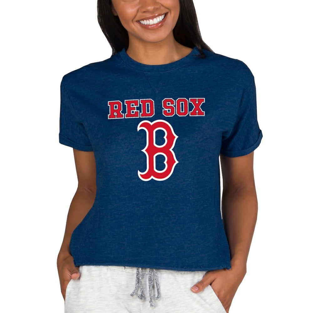 Boston Red Sox Concepts Sport Women's Tri-Blend Mainstream Terry Short Sleeve Sweatshirt Top | MLB Sale