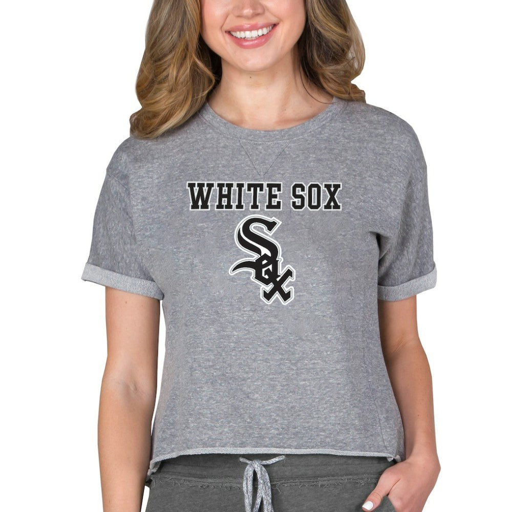 Chicago White Sox Concepts Sport Women's Tri-Blend Mainstream Terry Short Sleeve Sweatshirt Top | MLB On Sale