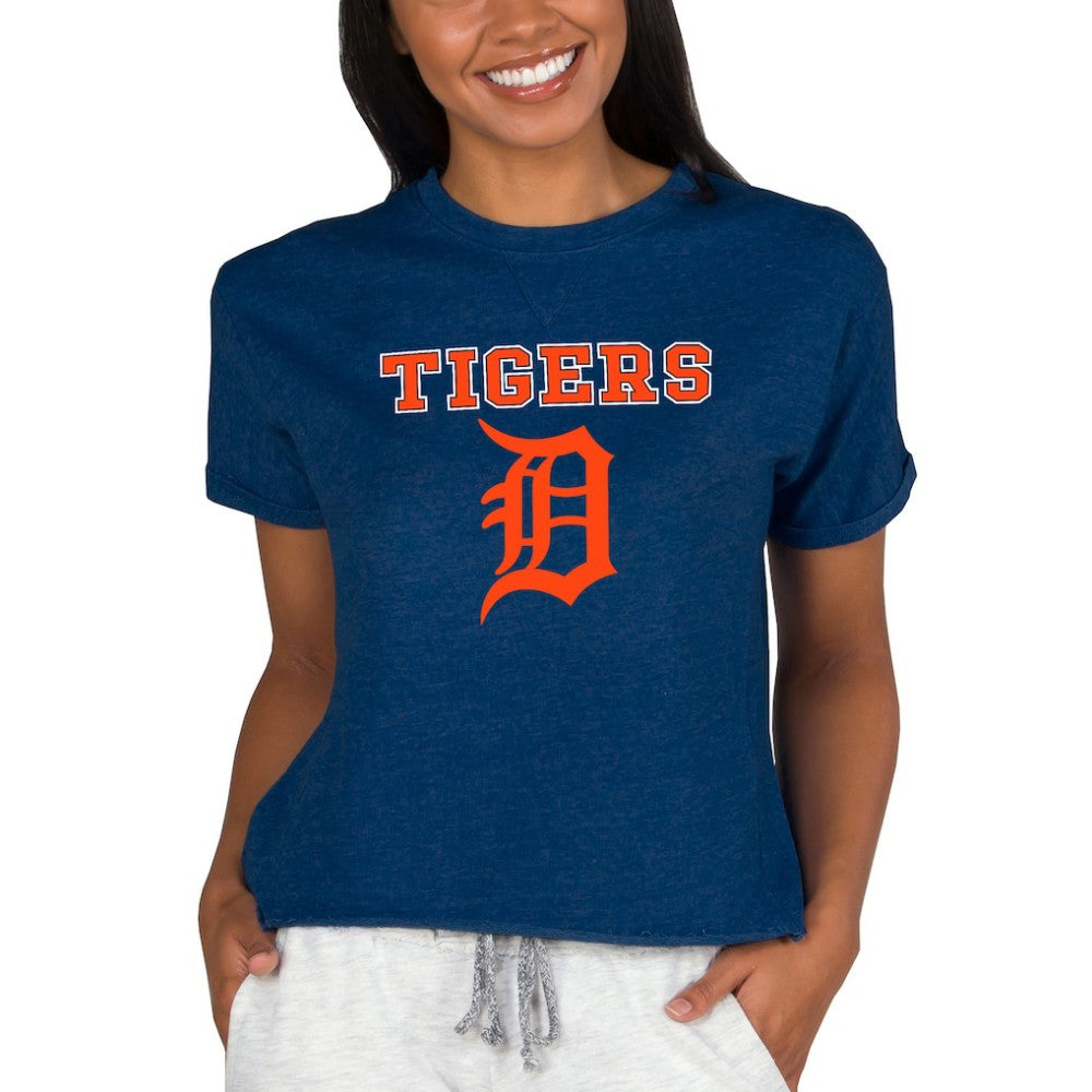 Detroit Tigers Concepts Sport Women's Tri-Blend Mainstream Terry Short Sleeve Sweatshirt Top | MLB Near me
