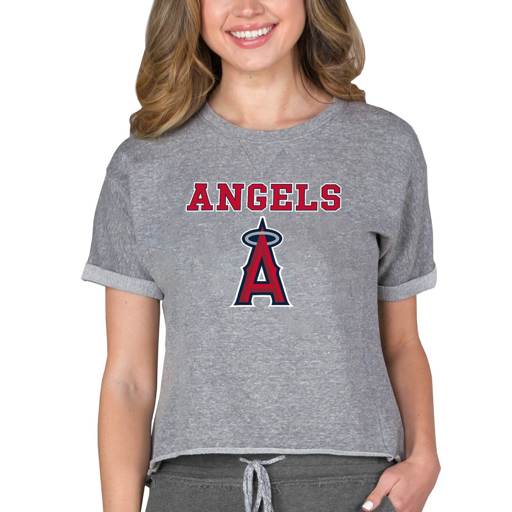 Los Angeles Angels Concepts Sport Women's Tri-Blend Mainstream Terry Short Sleeve Sweatshirt Top | MLB Near me