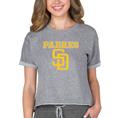 San Diego Padres Concepts Sport Women's Tri-Blend Mainstream Terry Short Sleeve Sweatshirt Top | MLB Outlet