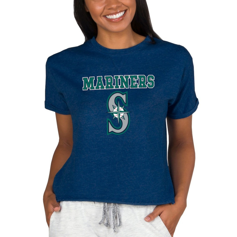 Seattle Mariners Concepts Sport Women's Tri-Blend Mainstream Terry Short Sleeve Sweatshirt Top | MLB Shop