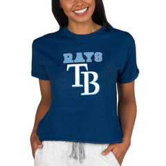 Tampa Bay Rays Concepts Sport Women's Tri-Blend Mainstream Terry Short Sleeve Sweatshirt Top | MLB New