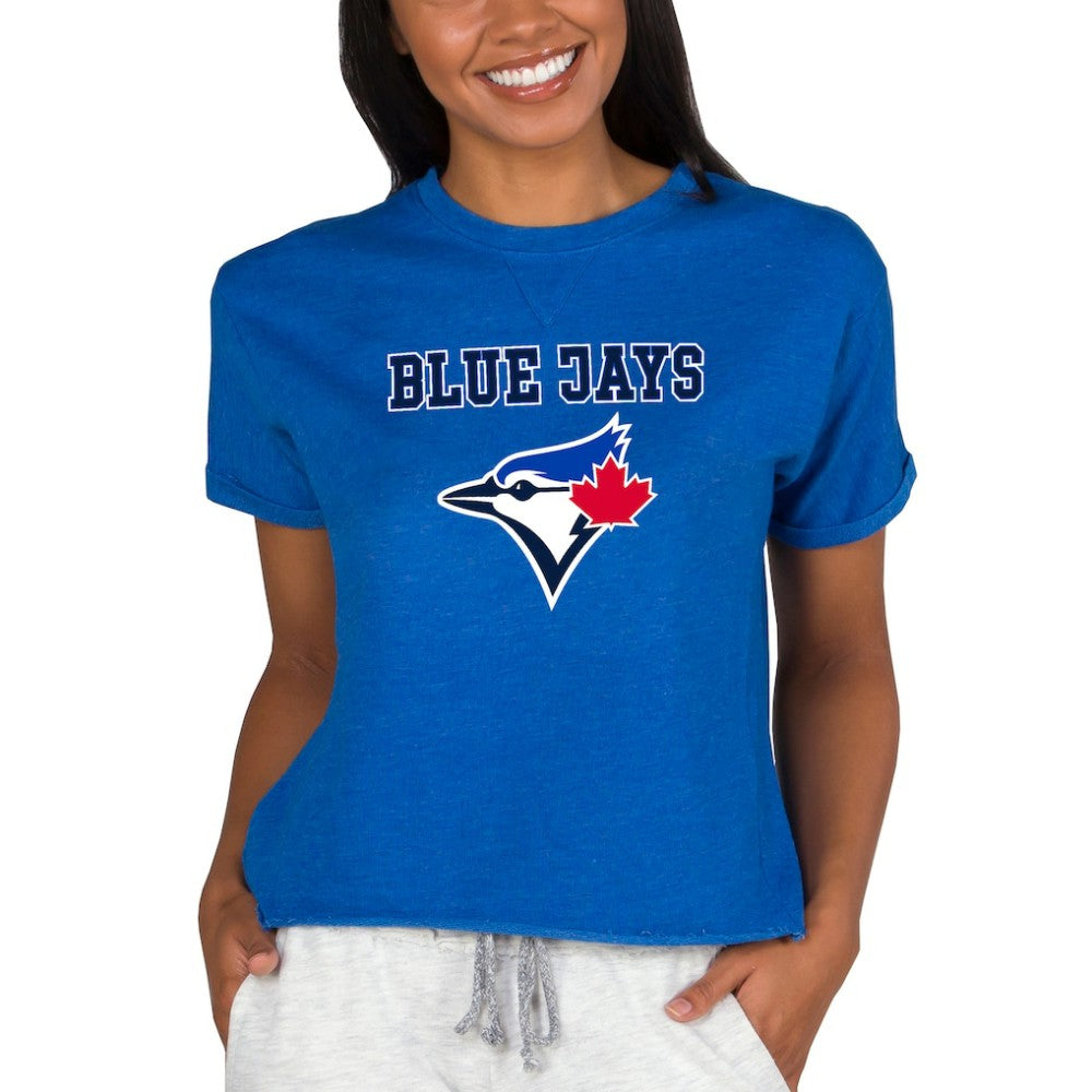 Toronto Blue Jays Concepts Sport Women's Tri-Blend Mainstream Terry Short Sleeve Sweatshirt Top | MLB Shop