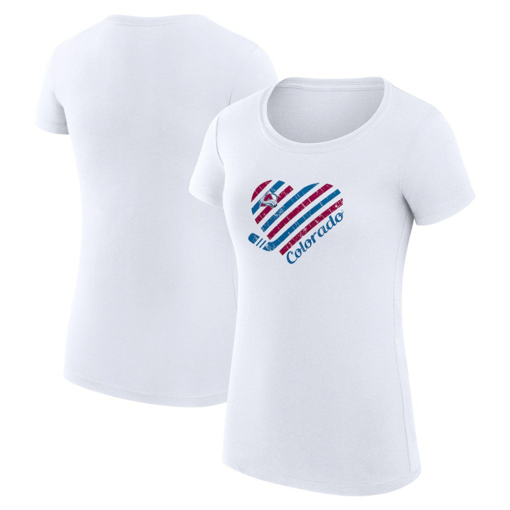 Colorado Avalanche G-III 4Her by Carl Banks Women's Super-Slim Fit Lightweight Heart T-Shirt For Sale