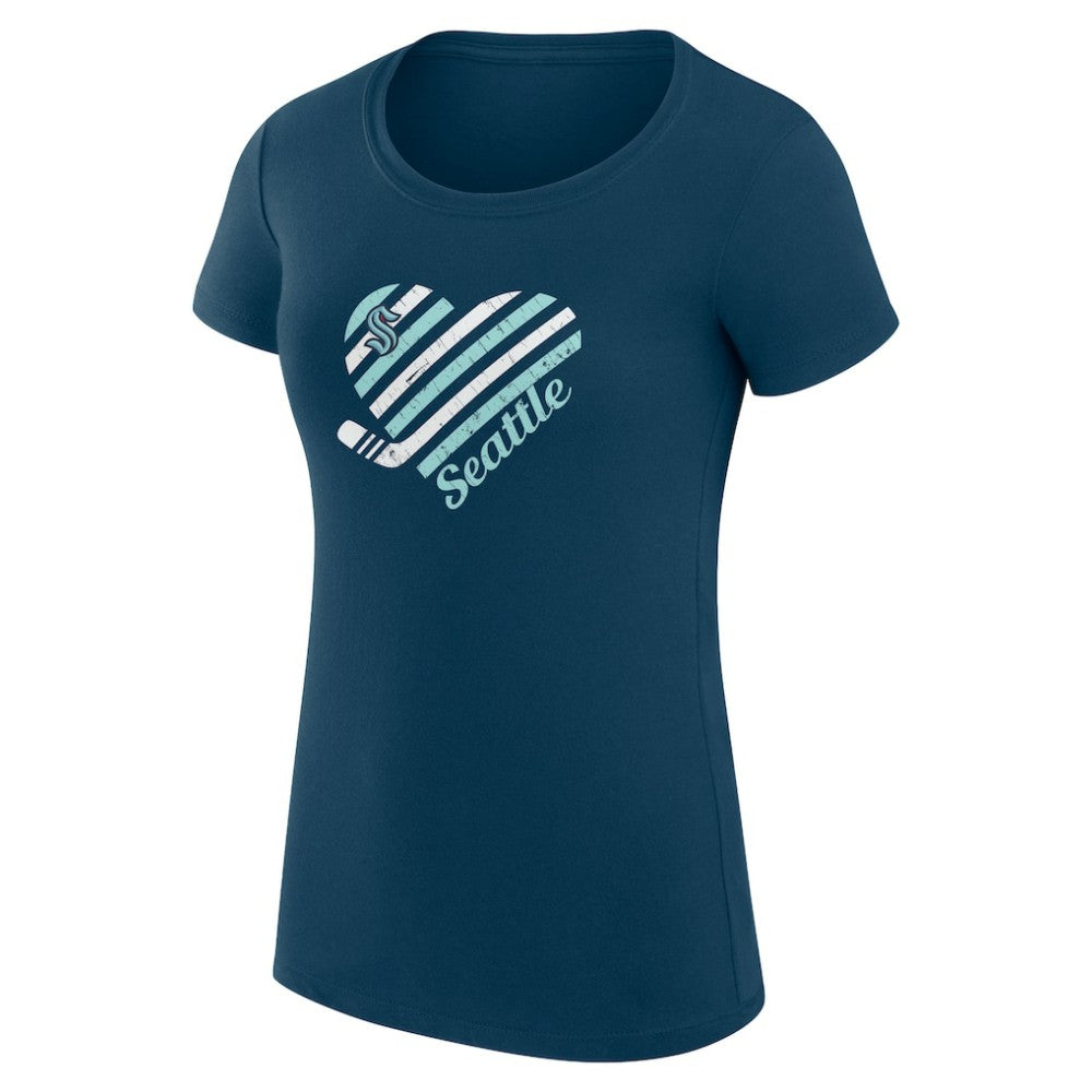 Seattle Kraken G-III 4Her by Carl Banks Women's Super-Slim Fit Lightweight Heart T-Shirt Discount