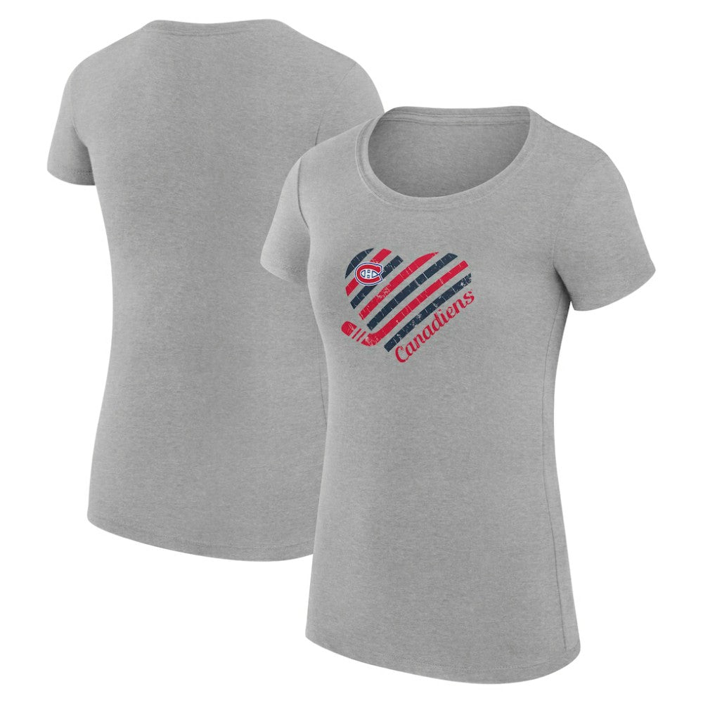 Montreal Canadiens G-III 4Her by Carl Banks Women's Super-Slim Fit Lightweight Heart T-Shirt On Sale