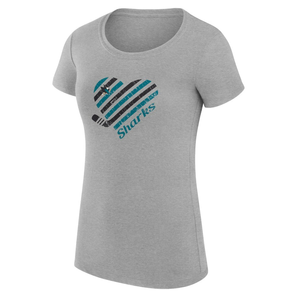 San Jose Sharks G-III 4Her by Carl Banks Women's Super-Slim Fit Lightweight Heart T-Shirt Discount