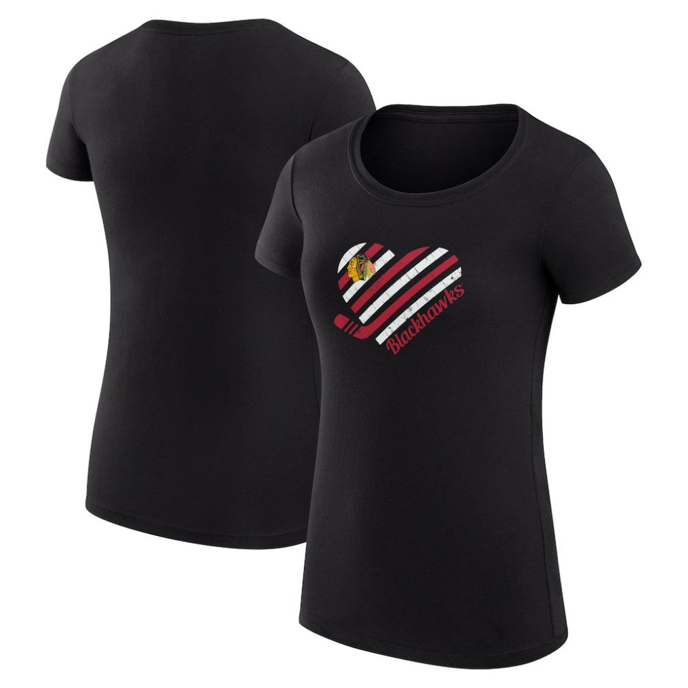 Chicago Blackhawks G-III 4Her by Carl Banks Women's Super-Slim Fit Lightweight Heart T-Shirt Sale