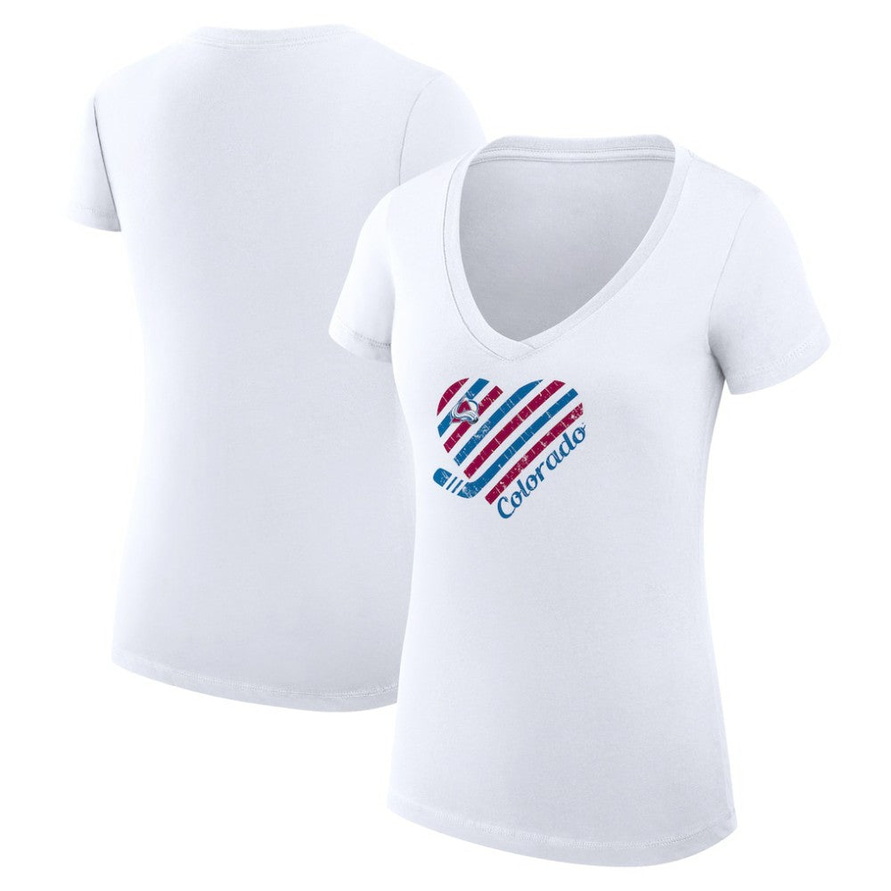Colorado Avalanche G-III 4Her by Carl Banks Women's Super-Slim Fit Lightweight Heart V-Neck T-Shirt Sale