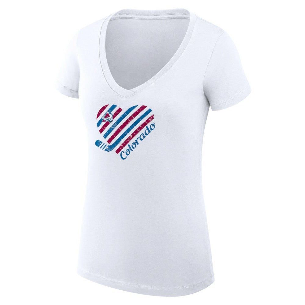 Colorado Avalanche G-III 4Her by Carl Banks Women's Super-Slim Fit Lightweight Heart V-Neck T-Shirt Sale