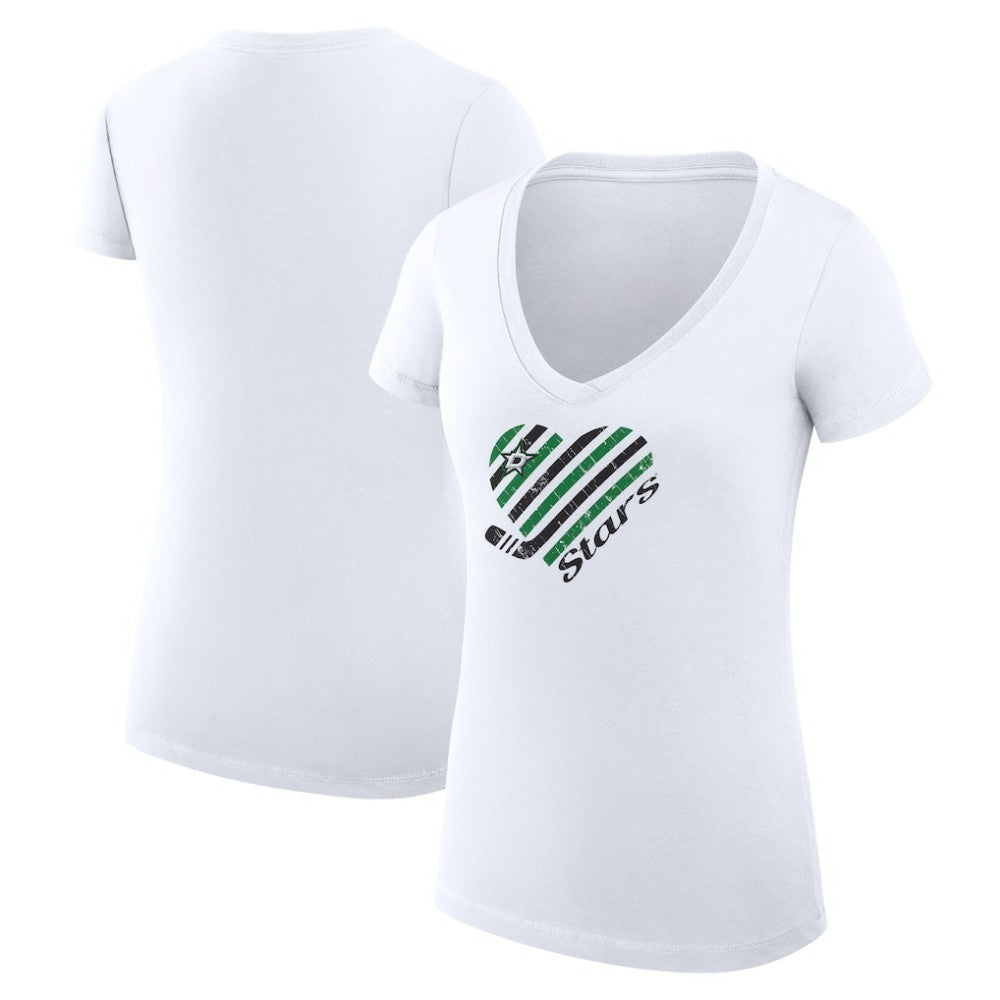Dallas Stars G-III 4Her by Carl Banks Women's Super-Slim Fit Lightweight Heart V-Neck T-Shirt Outlet