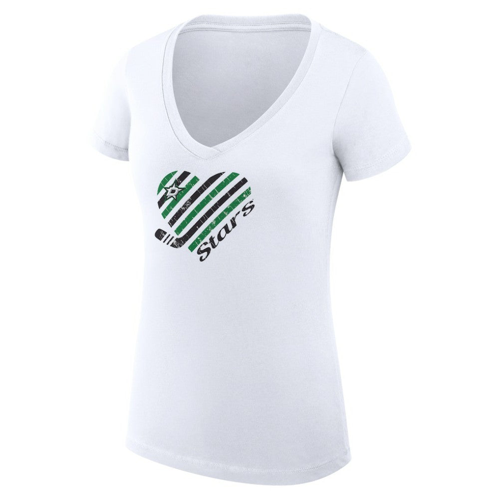 Dallas Stars G-III 4Her by Carl Banks Women's Super-Slim Fit Lightweight Heart V-Neck T-Shirt Outlet