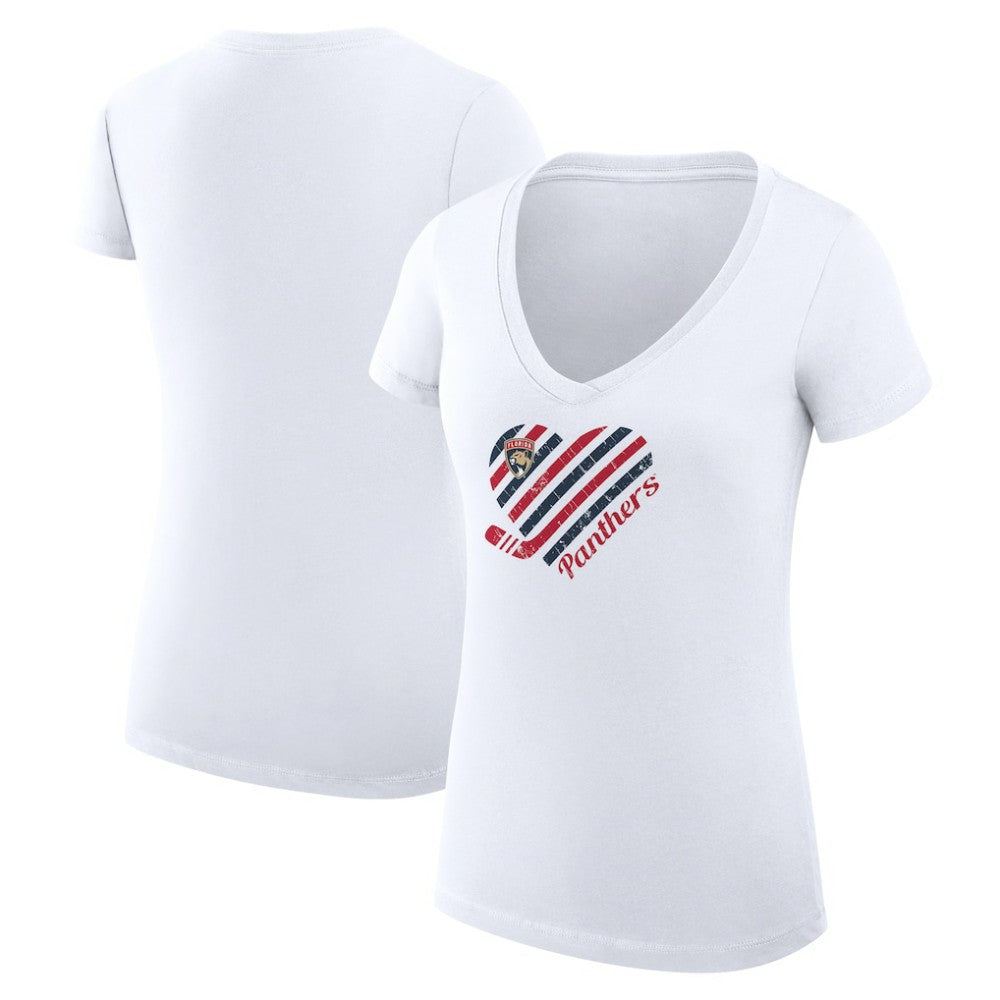 Florida Panthers G-III 4Her by Carl Banks Women's Super-Slim Fit Lightweight Heart V-Neck T-Shirt Sale