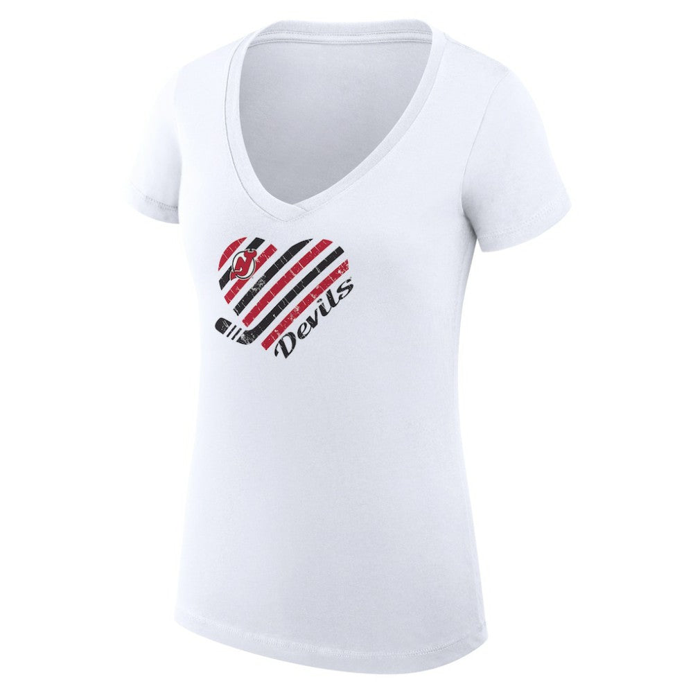 New Jersey Devils G-III 4Her by Carl Banks Women's Super-Slim Fit Lightweight Heart V-Neck T-Shirt Sale