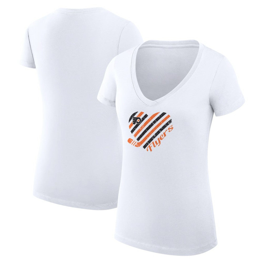 Philadelphia Flyers G-III 4Her by Carl Banks Women's Super-Slim Fit Lightweight Heart V-Neck T-Shirt Outlet