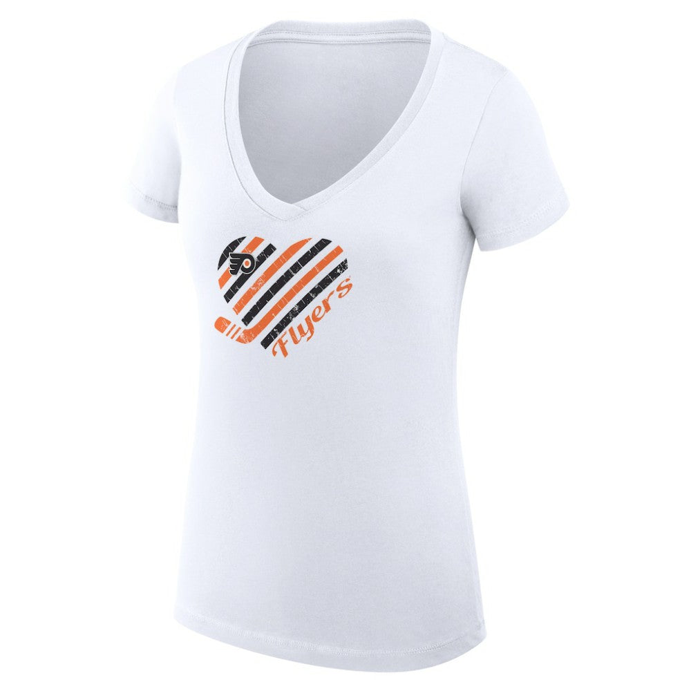 Philadelphia Flyers G-III 4Her by Carl Banks Women's Super-Slim Fit Lightweight Heart V-Neck T-Shirt Outlet
