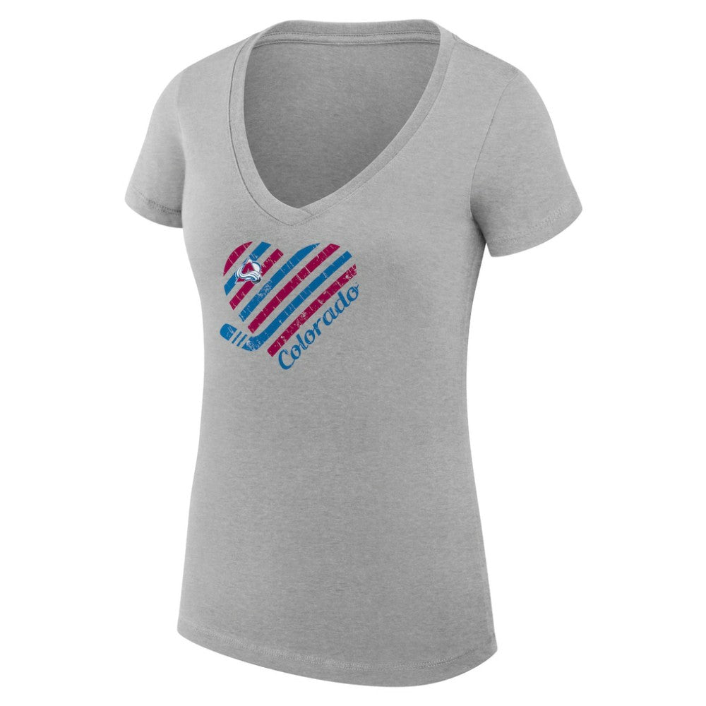 Colorado Avalanche G-III 4Her by Carl Banks Women's Super-Slim Fit Lightweight Heart V-Neck T-Shirt Discount
