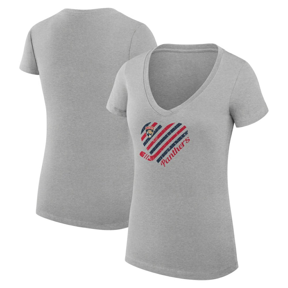 Florida Panthers G-III 4Her by Carl Banks Women's Super-Slim Fit Lightweight Heart V-Neck T-Shirt Outlet